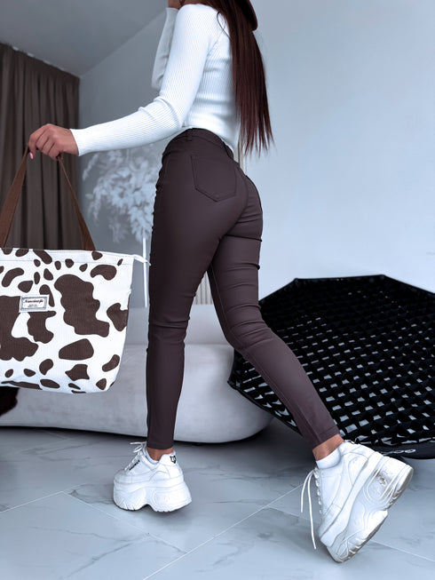 "GET IT" faux leather pants C9255-3 - CHOCO